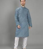 Grey embroidered cotton men-kurtas