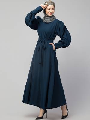 Nazneen Long Cuff Gathered Puffed Sleeve with Bet A line Abaya 3