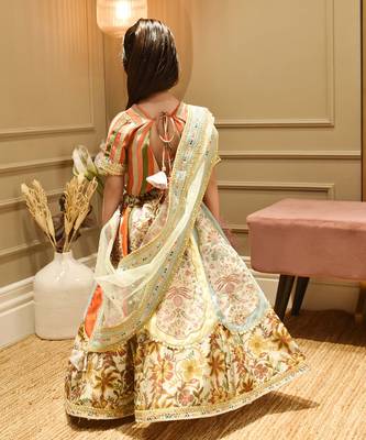 Multi Colour Choli With Printed Lehenga 2
