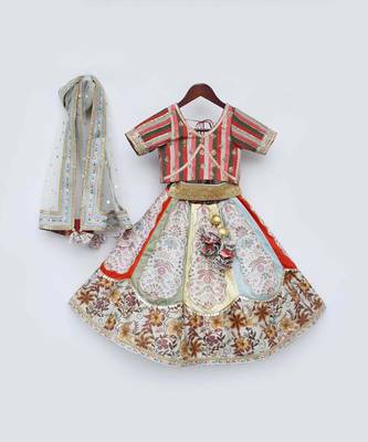 Multi Colour Choli With Printed Lehenga 3