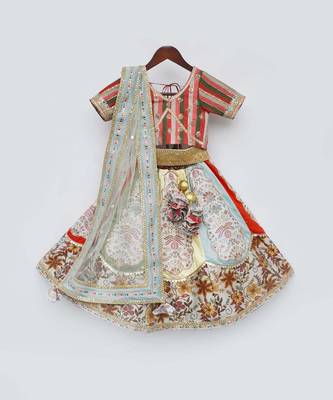 Multi Colour Choli With Printed Lehenga 4