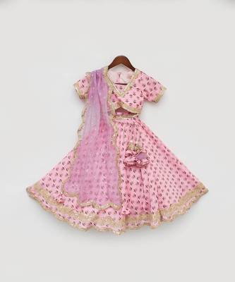 Pink Printed Lehenga Choli And Organza Dupatta 2