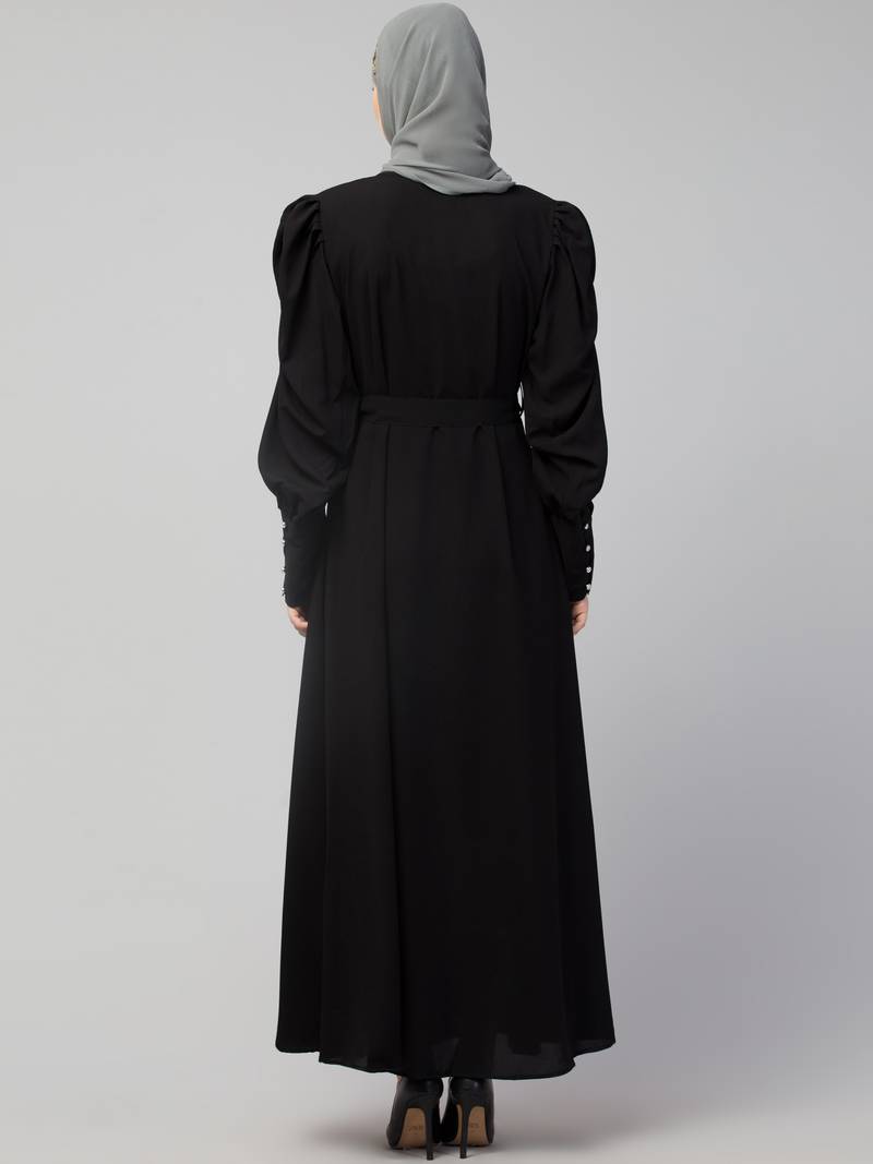 Nazneen Long Cuff Gathered Puffed Sleeve with Bet A line Abaya