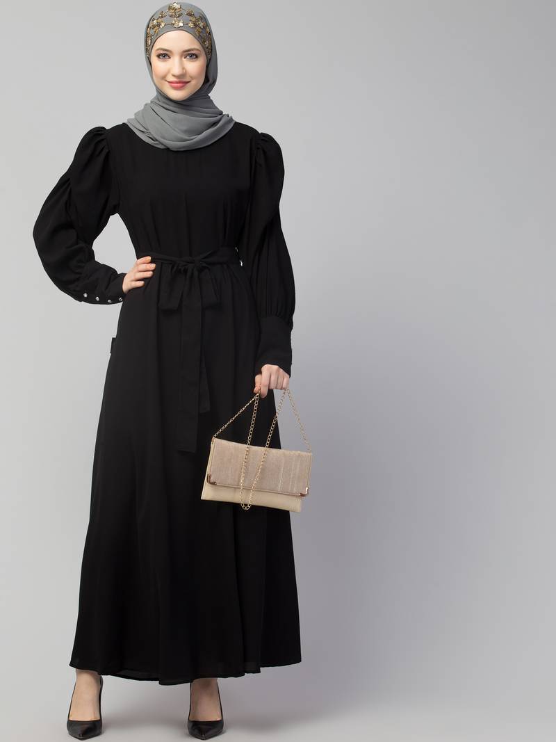 Nazneen Long Cuff Gathered Puffed Sleeve with Bet A line Abaya