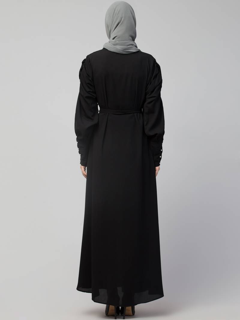 Nazneen Long Cuff Gathered Puffed Sleeve with Bet A line Abaya