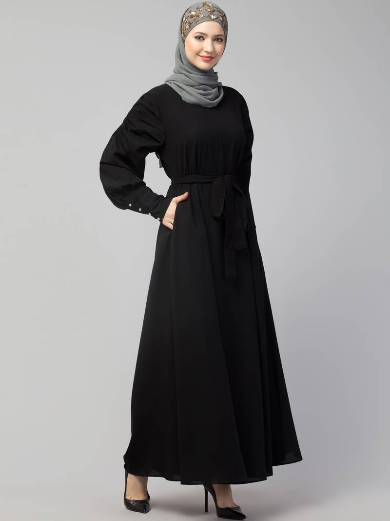 Nazneen Long Cuff Gathered Puffed Sleeve with Bet A line Abaya