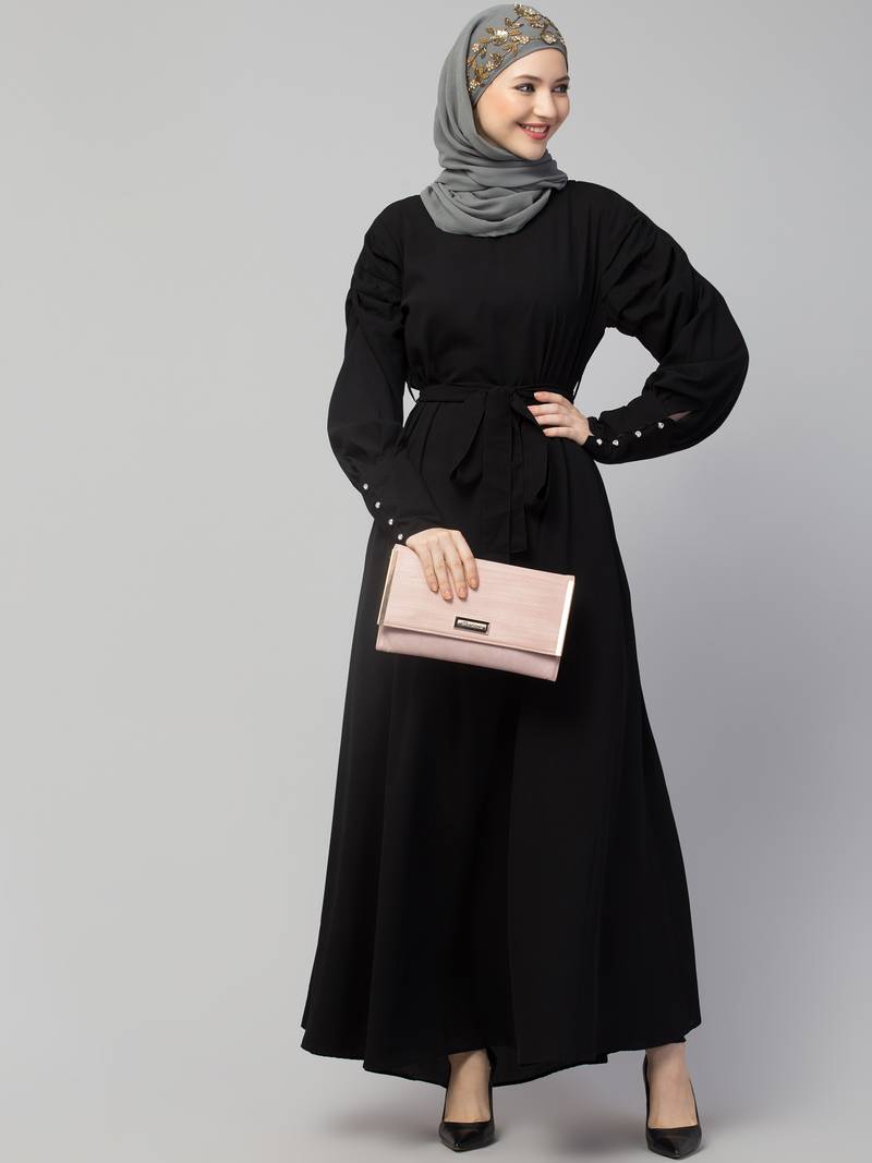 Nazneen Long Cuff Gathered Puffed Sleeve with Bet A line Abaya