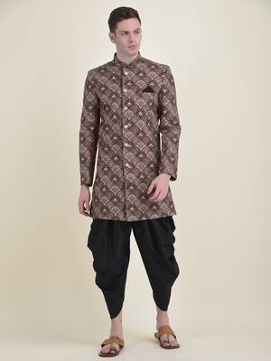 DEYANN Cotton Printed Sherwani With Trouser Set For Men 1