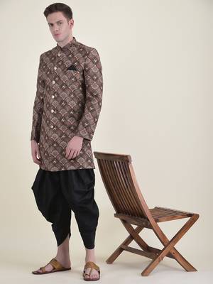 DEYANN Cotton Printed Sherwani With Trouser Set For Men 2