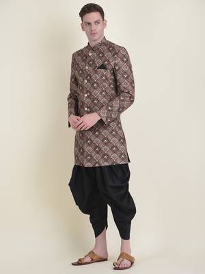 DEYANN Cotton Printed Sherwani With Trouser Set For Men 3