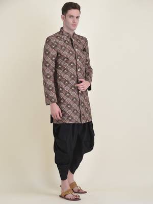 DEYANN Cotton Printed Sherwani With Trouser Set For Men 4