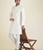 HOUSE OF DEYANN Embroidered Silk Sherwani With Trouser Set Set For Men