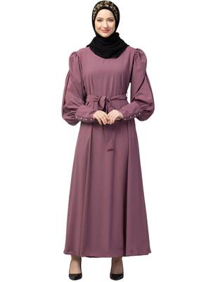 Nazneen Long Cuff Gathered Puffed Sleeve with Bet A line Abaya 1
