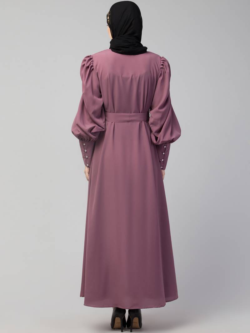 Nazneen Long Cuff Gathered Puffed Sleeve with Bet A line Abaya
