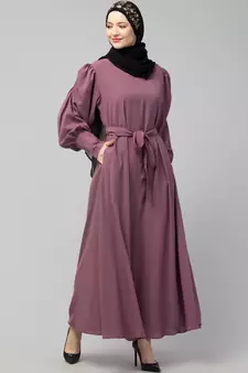 Nazneen Long Cuff Gathered Puffed Sleeve with Bet A line Abaya
