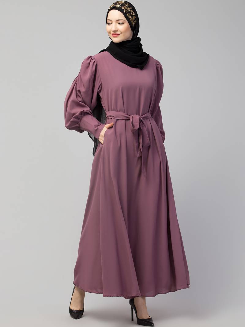 Nazneen Long Cuff Gathered Puffed Sleeve with Bet A line Abaya