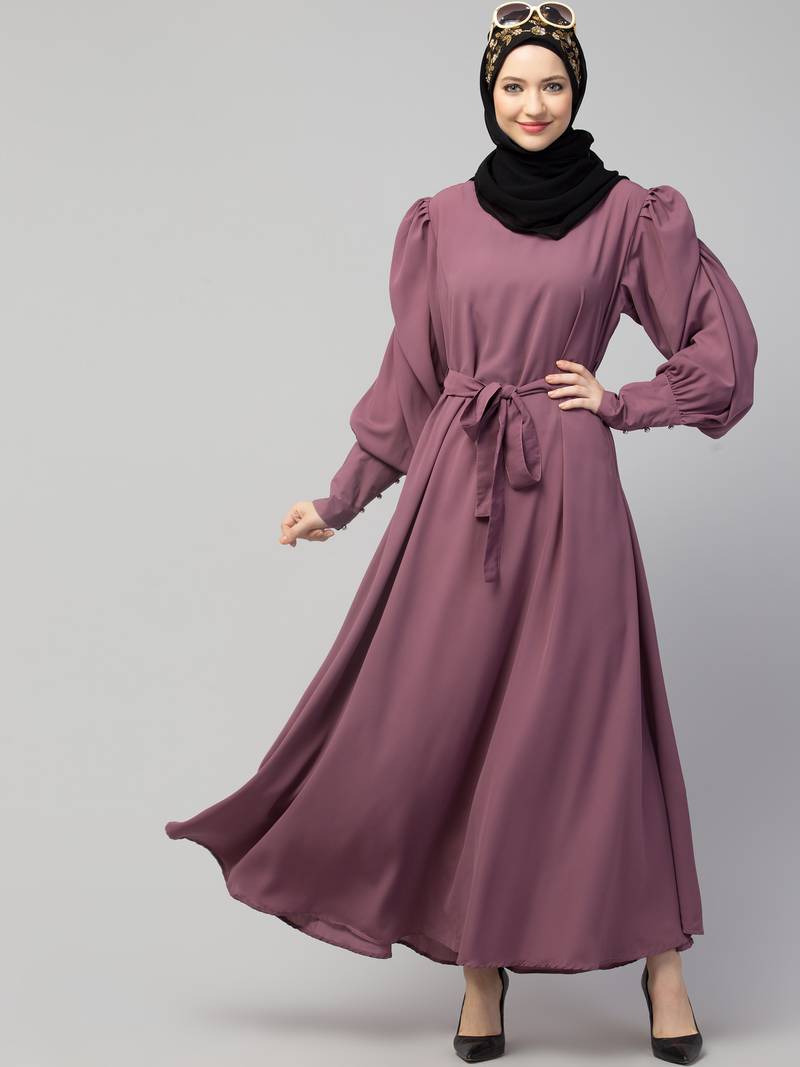 Nazneen Long Cuff Gathered Puffed Sleeve with Bet A line Abaya