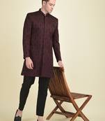 HOUSE OF DEYANN Embroidered Silk Sherwani With Trouser Set Set For Men