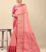 Orange woven banarasi saree with blouse