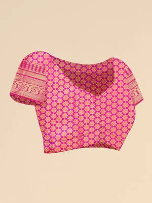 Orange woven banarasi saree with blouse 3