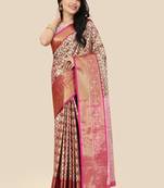 Brown woven banarasi saree with blouse