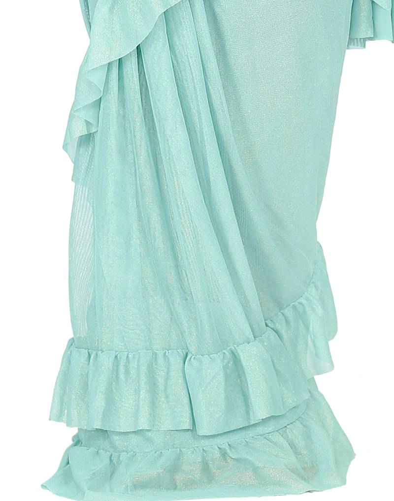 Kid's Ready to wear light blue colored Saree for girls with Sequin work stitched blouse