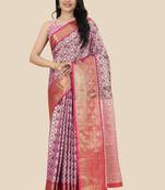 Purple woven banarasi saree with blouse