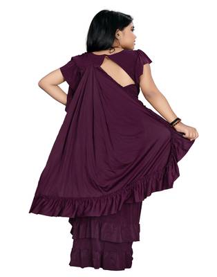 Kid's Ready to wear magenta colored Saree for girls with Sequin work stitched blouse 2
