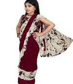 Kid's Ready to wear light maroon colored Saree for girls with Sequin work stitched blouse