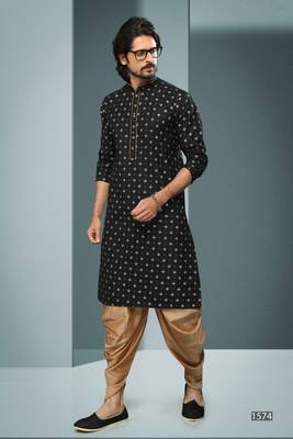 Black embroidered silk dhoti-kurta 2