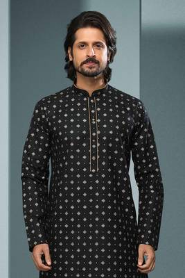 Black embroidered silk dhoti-kurta 3