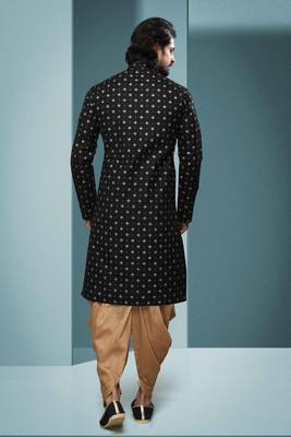 Black embroidered silk dhoti-kurta 4