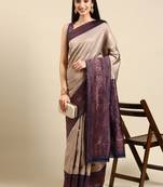 Banarasi silk blend saree with Woven design with blouse