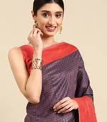 Banarasi silk blend saree with Woven design with blouse