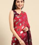 Georgette Saree  With All Over Box Sequins Work  With Blouse