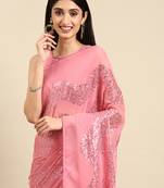 Georgette Saree  With Solid Border With Blouse