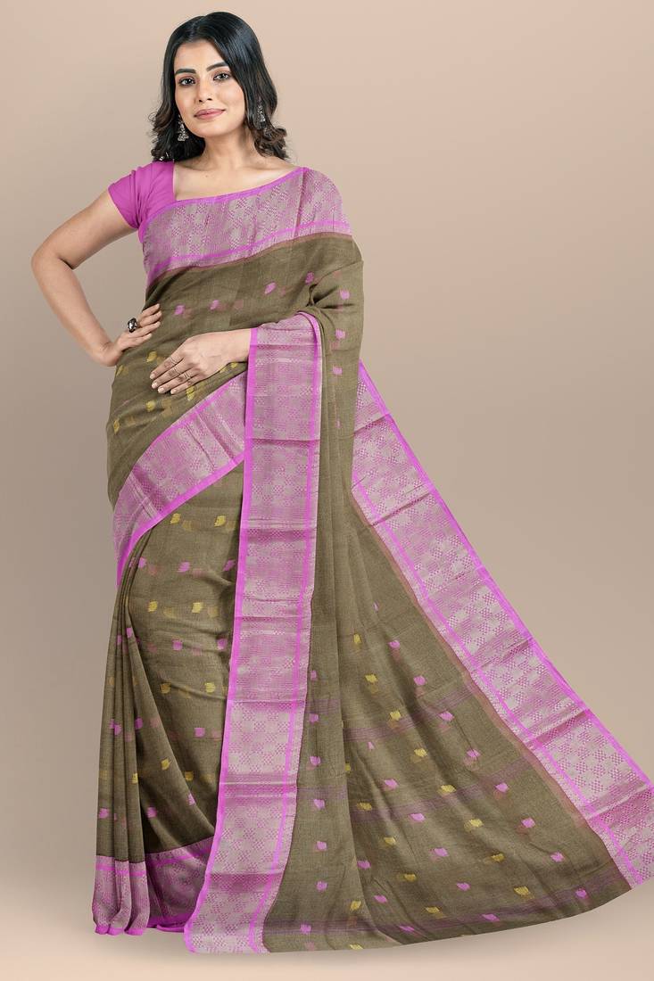 Bengali Cotton tant saree without blouse pcs