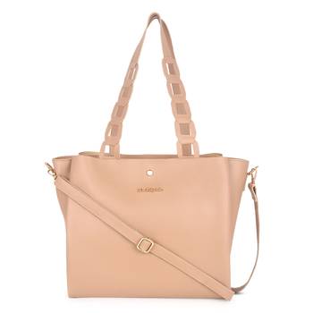 Beige Solid Handbag 1