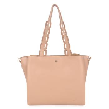 Beige Solid Handbag 2