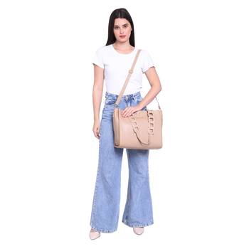 Beige Solid Handbag 3