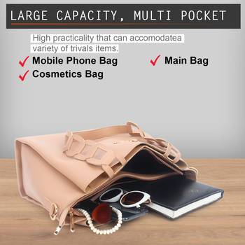 Beige Solid Handbag 4