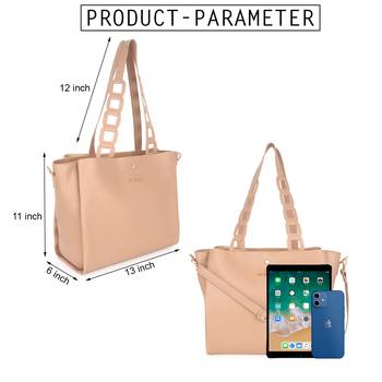 Beige Solid Handbag 5