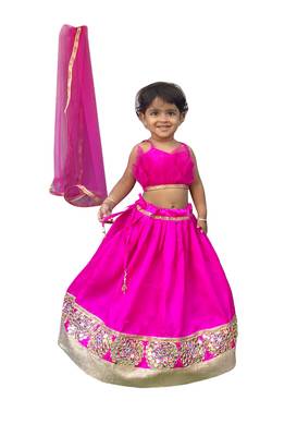 Aglare lehenga choli for baby girl lehenga choli saga satin embroidered lehenga choli. Pink 1