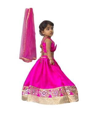 Aglare lehenga choli for baby girl lehenga choli saga satin embroidered lehenga choli. Pink 3