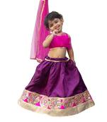 Aglare lehenga choli for baby girl,satin embroidered lehenga choli.Tafeta Purpal,