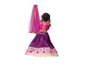 Aglare lehenga choli for baby girl,satin embroidered lehenga choli.Tafeta Purpal, 2