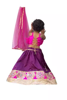 Aglare lehenga choli for baby girl,satin embroidered lehenga choli.Tafeta Purpal,