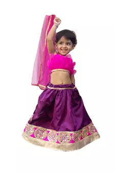 Aglare lehenga choli for baby girl,satin embroidered lehenga choli.Tafeta Purpal,
