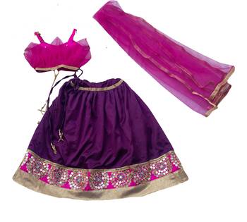 Aglare lehenga choli for baby girl,satin embroidered lehenga choli.Tafeta Purpal, 4