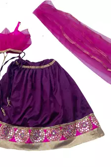 Aglare lehenga choli for baby girl,satin embroidered lehenga choli.Tafeta Purpal,